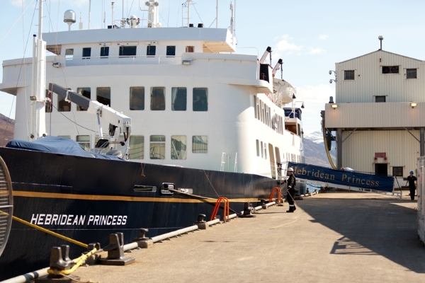 Cruise Ship Hebridean Princess Docked at Ullapool Harbour April 2013