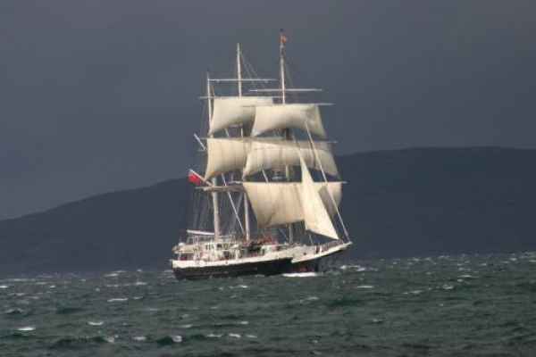 Tall Ship Lord Nelson, Training Vessel, Arriving at Ullapool 2011